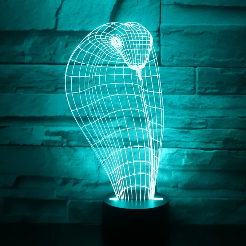 3D LED ночник Змея с 7 видов цветов свет для украшения дома лампа потрясающая