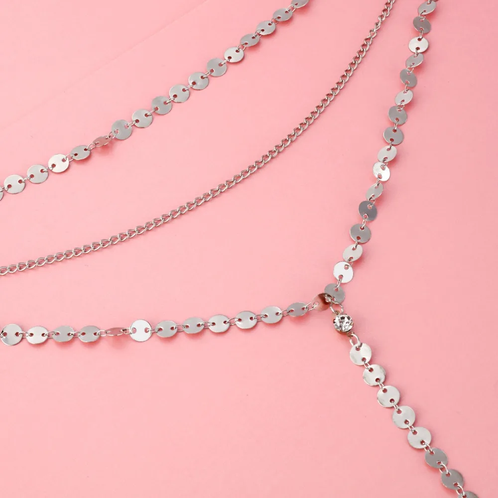 Женское Ожерелье чокер серебряного цвета длинное Двухслойное ожерелье с