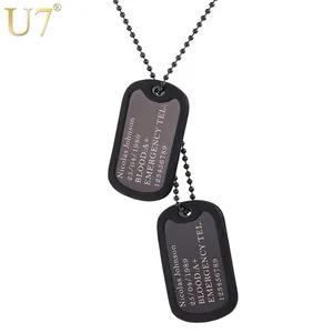 U7 индивидуальное медицинское оповещение I D Dog Tag Ожерелье Подвеска с цепочкой из нержавеющей стали 23 