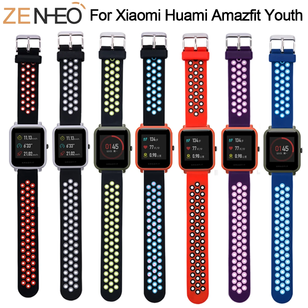 Спортивный силиконовый ремешок Bip для Xiaomi Huami Amazfit, браслет для Huami Amazfit Bip Bit, ремешок на запястье 20 мм