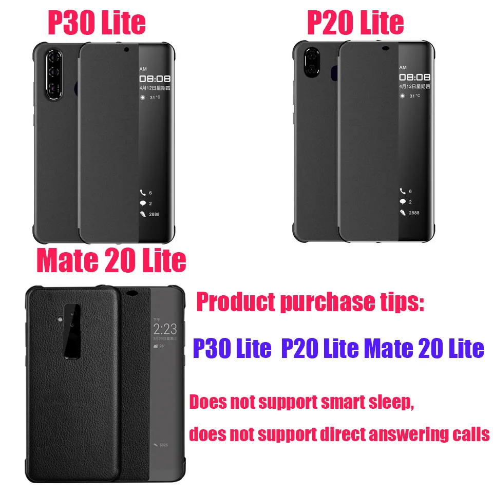 Зеркальный чехол для телефона из искусственной кожи для huawei P20 Lite P30 Pro Lite откидной Чехол защитный для huawei mate 20 Lite Pro режим сна