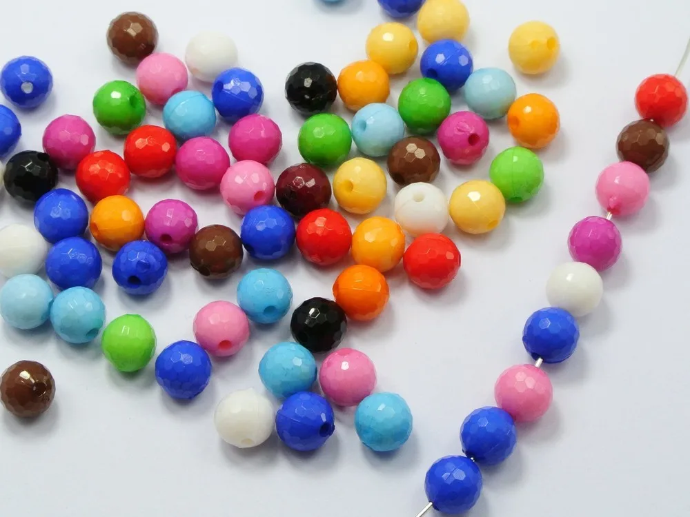 200 Смешанные цветные акриловые граненые круглые бусины Bubblegum 8 мм (0 32 дюйма)|acrylic rose