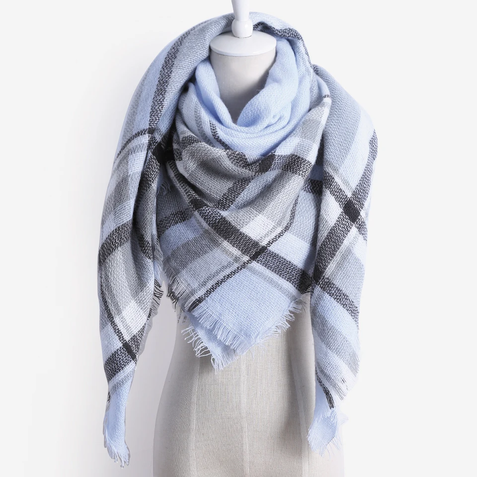 Женский шарф теплый акриловый решетчатый большая накидка зимний шаль Прямая