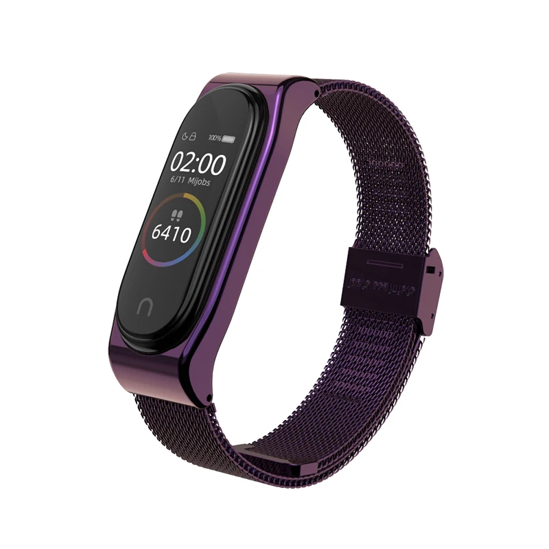 purple A Ремешок mi jobs для Xiaomi mi, браслет на 3/4 ремешках, металлический ремешок на запястье из нержавеющей стали, сменный ремешок для Xiao mi 4 - Цвет: purple A