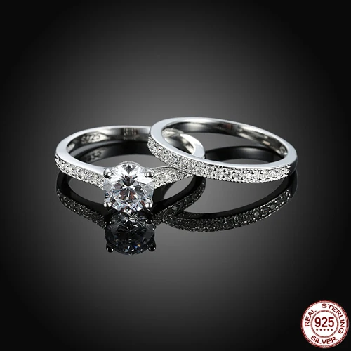 925 sterling silver Классическое кольцо из чистого 925 пробы серебра, s925 вечерние/обручальные/Свадебные кольца для женщин, пара 925 серебряных колец - Цвет основного камня: 925 sterling silver