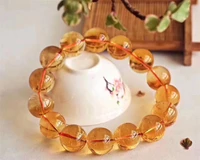 natural yellow citrine quartz gemstone round beads bracelet 15mm wealthy woman citrine fashion healing crystal brazil aaaaa