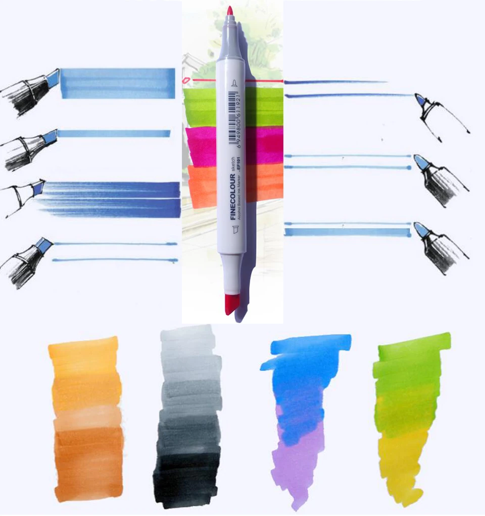 Finecolour EF101 Граффити Маркер рисунок ручки finecolor 160/72/60/48/32 компл. двойной алкоголь эскиз маркеры картина подкладке Manga