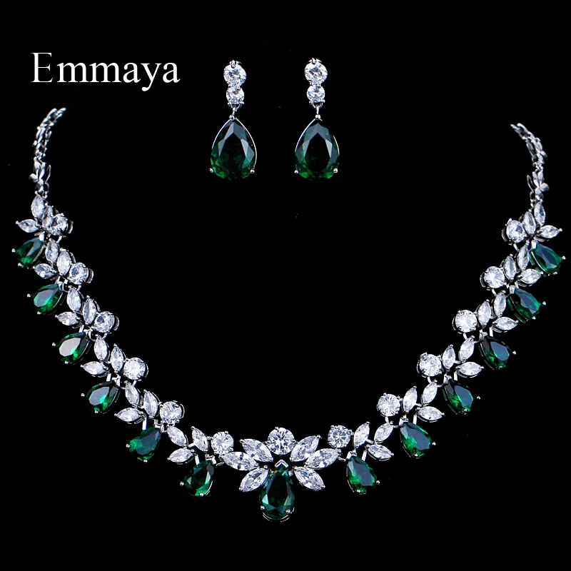 Женский комплект украшений Emmaya белый свадебный с кулоном из кубического