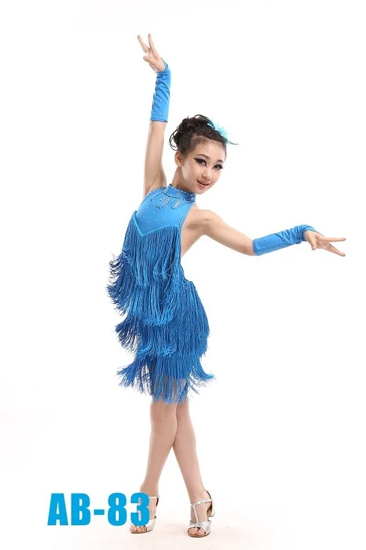 Танцевальные юбки для сальсы костюм румбы латинских танцев девочек с бахромой