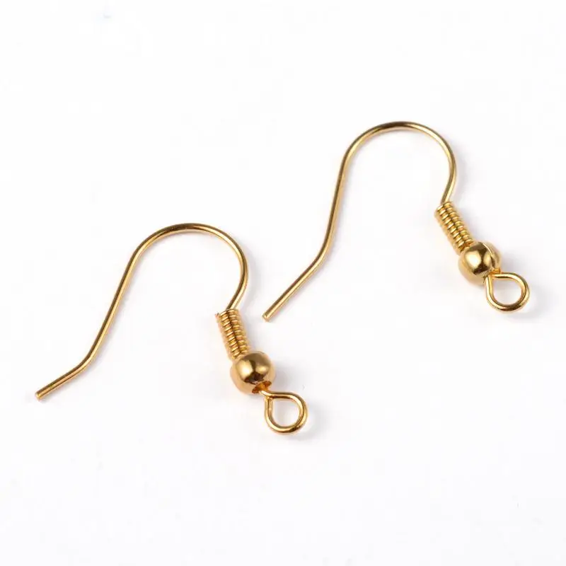 

Brass Earring Hooks, with Beads, Golden, 19mm, Hole: 1.5mm; Pin: 0.7mm