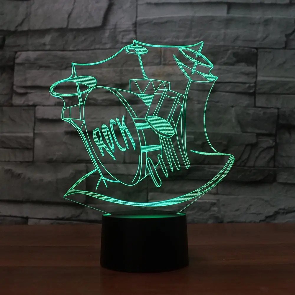 Творческий 3D Led градиенты Ночной светильник 7 Цвета изменение барабанной стойкой