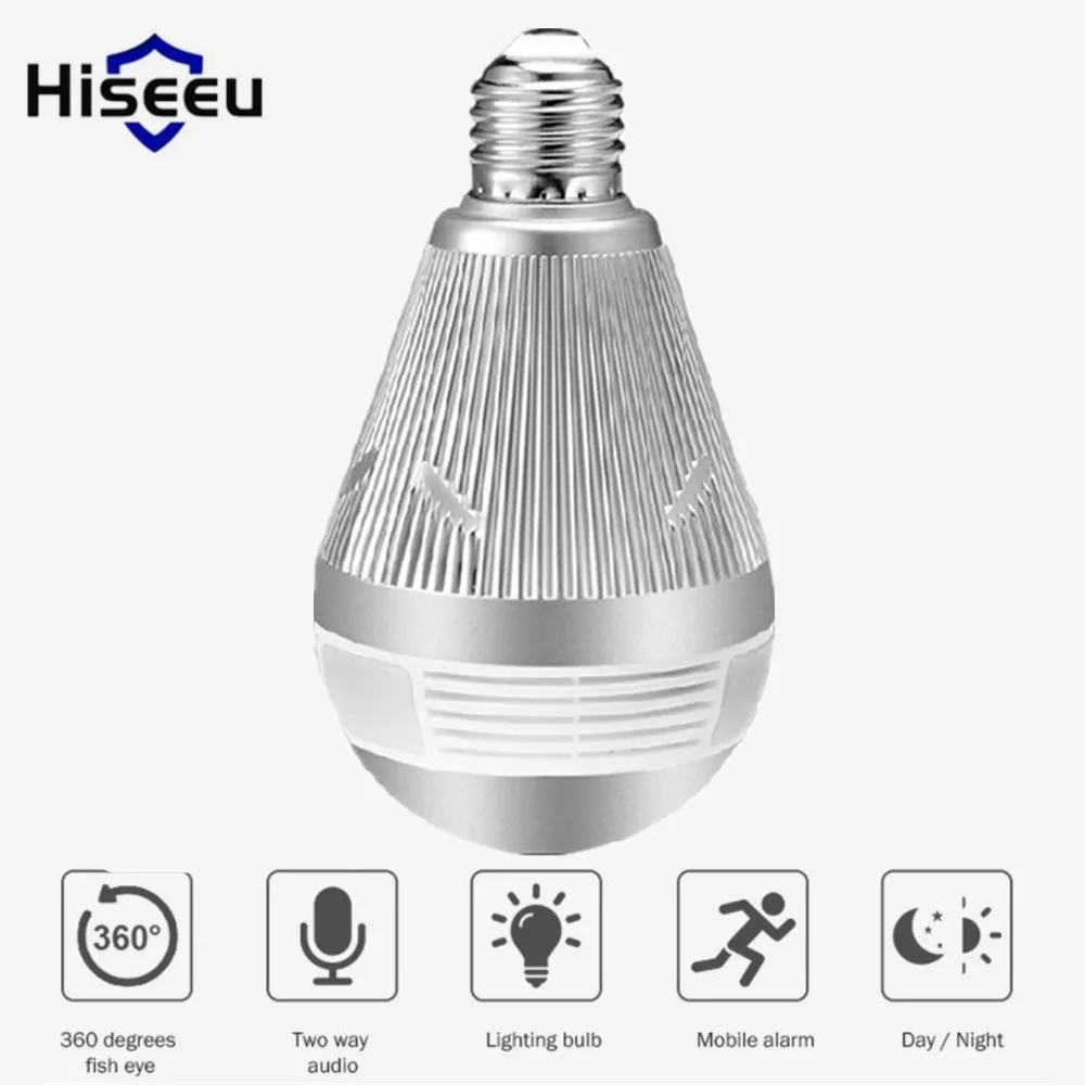 Hiseeu 960 P/3MP Беспроводная ip камера рыбий глаз 360 градусов панорамная WiFi для домашней