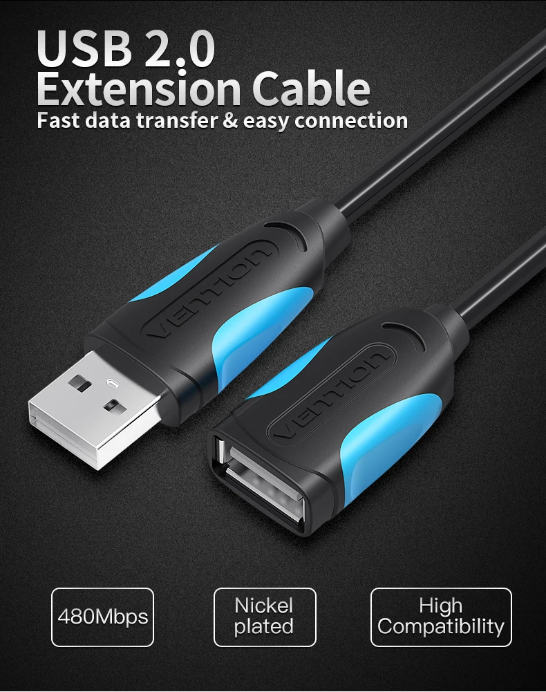 Vention USB2.0 3,0 кабель-удлинитель для мужчин и женщин кабель-удлинитель быстрая скорость USB3.0 кабель удлиненный для ноутбука ПК USB удлинитель 5 м