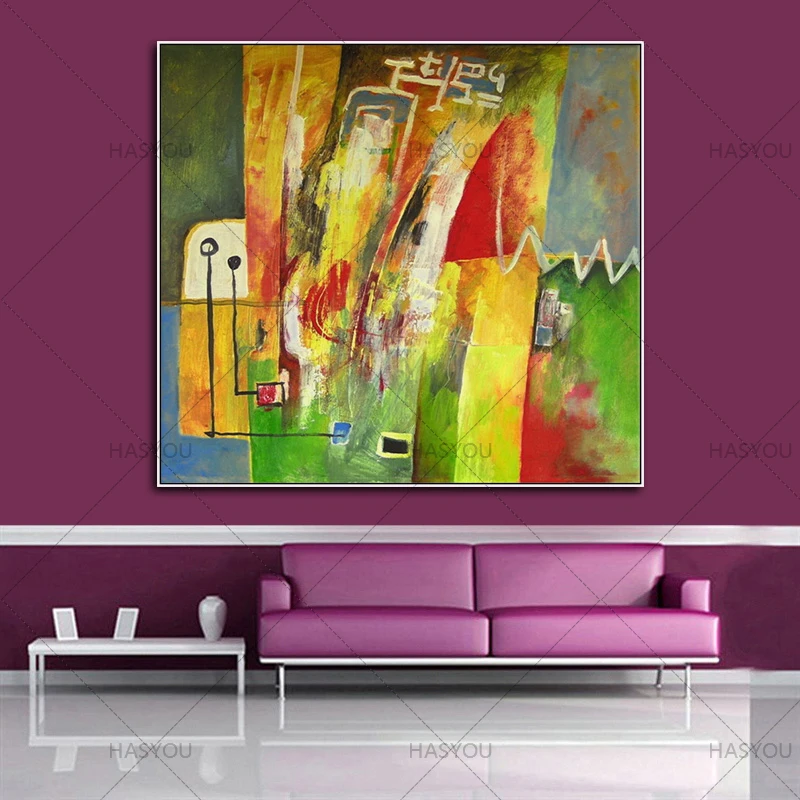 

Colorful Abstract Oil Painting Hand Painted On Canvas Modern Wall Art Picture For Living Room Wall Decoration No Framed Pop Art
