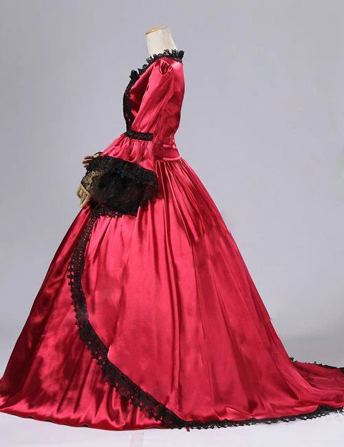 Высококачественное Красное Бальное Платье Marie Antoinette Renaissance с ветром платье со