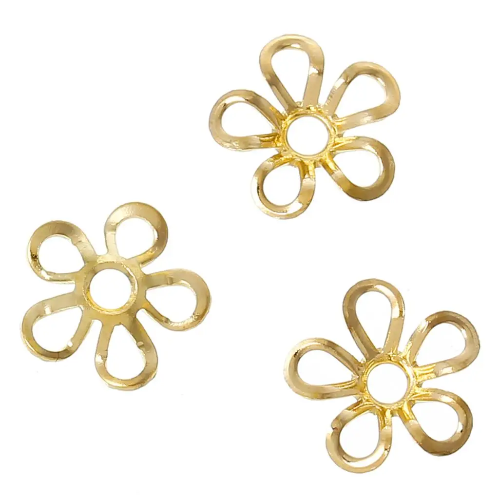 DoreenBeads медные бусины крышки фурнитура цветок золотого цвета (подходит для бусин 6