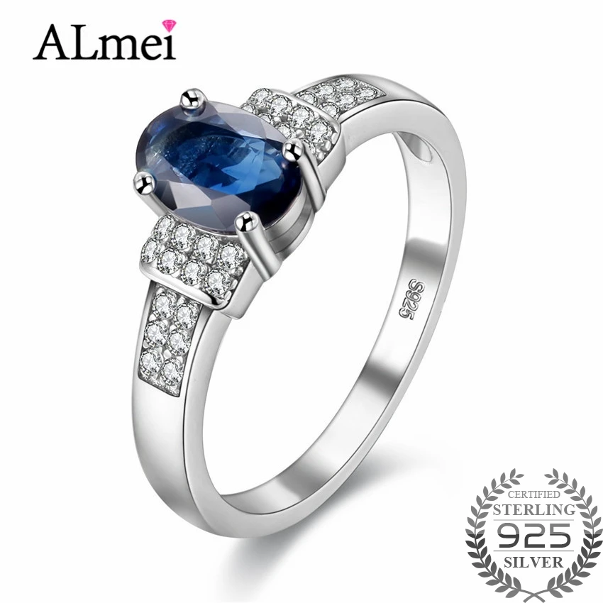 Женское кольцо с натуральным синим сапфиром Almei 1ct ювелирное изделие из