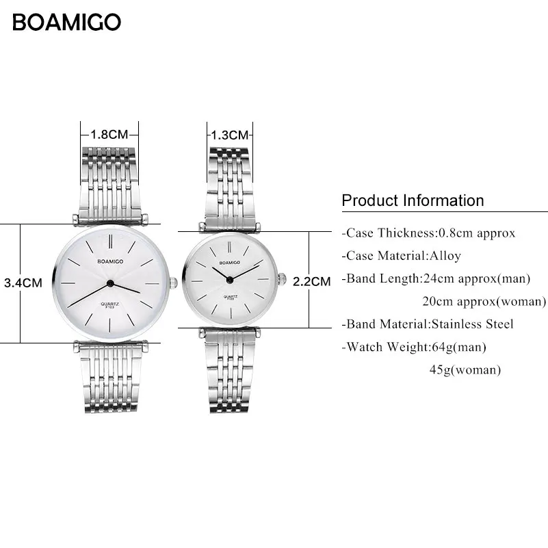 Мужские кварцевые часы модные для влюбленных женские набор 2019 BOAMIGO брендовые