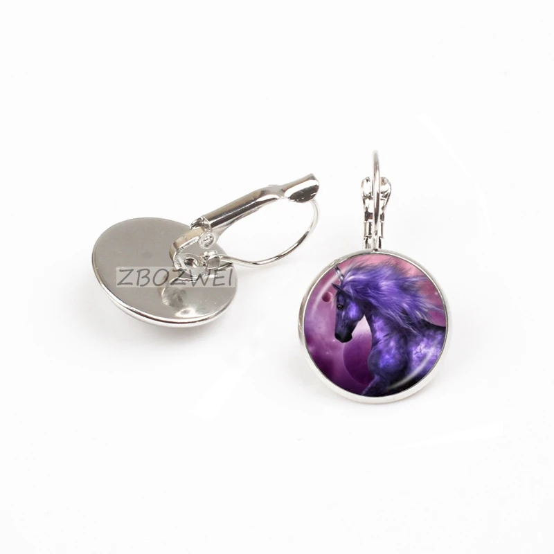 ZBOZWEI лунный Единорог Фото Серьги Лошадка с крыльями Jewelry Стекло кабошон серьга