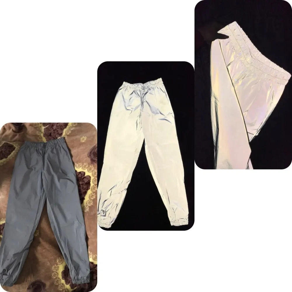 Pantalones Mujer, неоновые штаны, светящиеся светоотражающие штаны, женские модные штаны для бега, Женские Светоотражающие Брюки, большие размеры, серые спортивные штаны