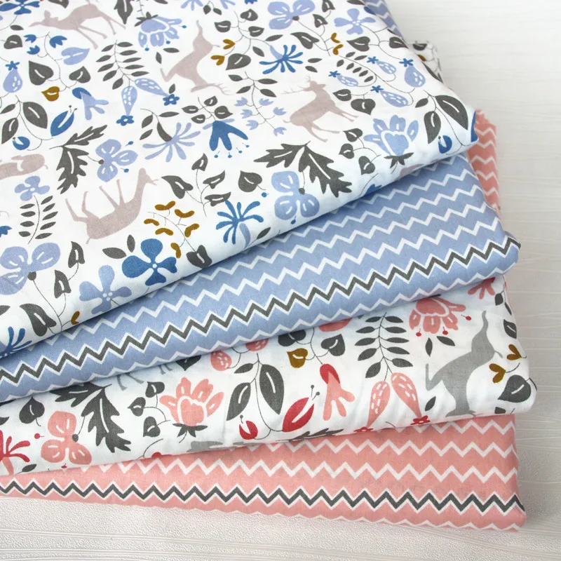 100% хлопок твил ткань розового и голубого цвета с изображением &quotОлень&quot среди