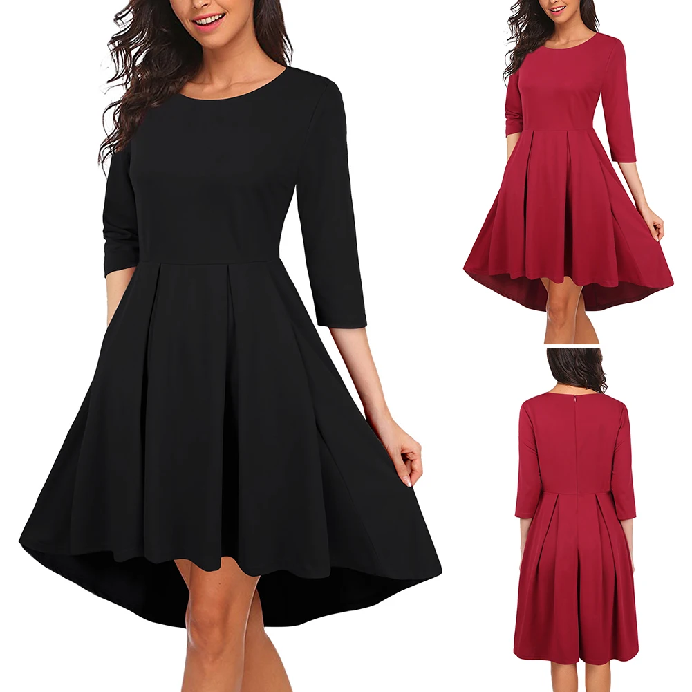 Женская плиссированная юбка средней длины с круглым вырезом для лета и осени| |