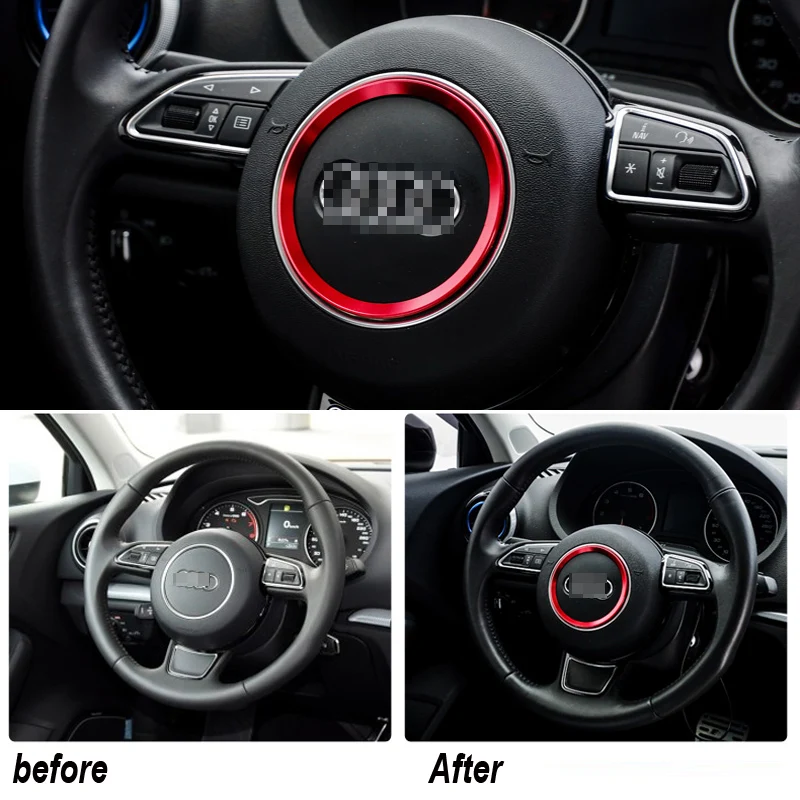 

Aluminum car steering wheel sticker car interior decoration for Audi A6 A5 A7 A3 A4 Q3 Q5 S3 S5 S7 TT