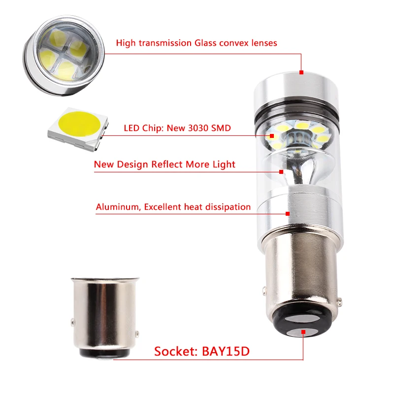 1 шт. светодиодный фонарь BAY15D высокой мощности 1157 20SMD P21/5 Вт автомобильная фара для
