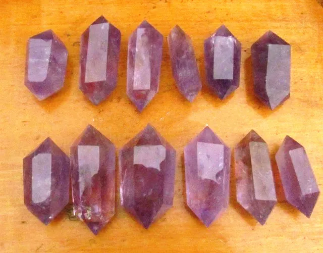 

Natural quartz crystal amethyst double stop magic wand reiki healing