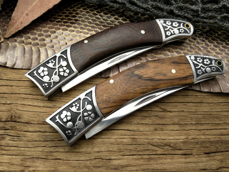 Тактический Складной Карманный Нож Стальное Лезвие Деревянная Ручка Titanium Ножи