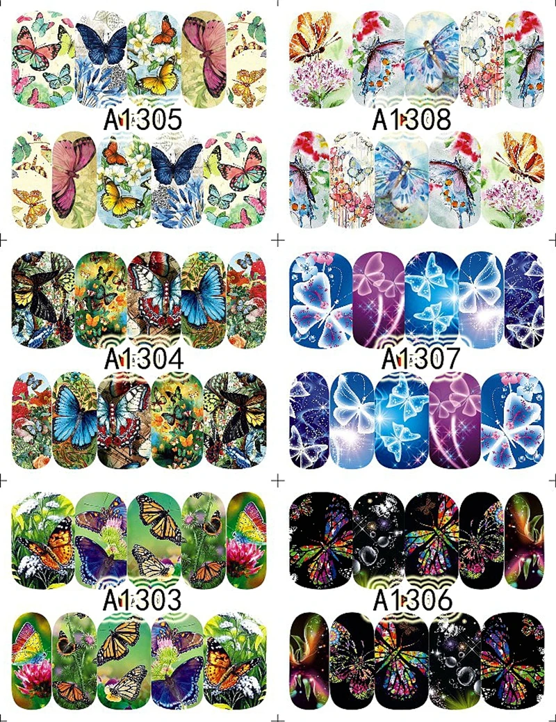 Наклейки для ногтей с красивыми бабочками|nail art water transfer|water transfer stickerstransfer sticker |