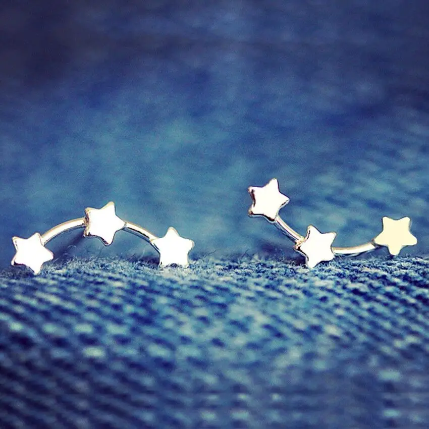 Женские серьги с тремя звездами Chandler антиаллергенные блестящие заклепки в виде