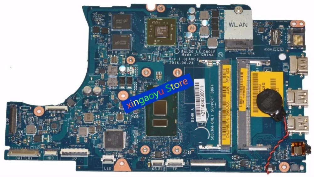 Y8N7H материнская плата для Dell Inspiron 15 5767 5567 ноутбука с i5 7200U CPU LA D801P 0Y8N7H CN