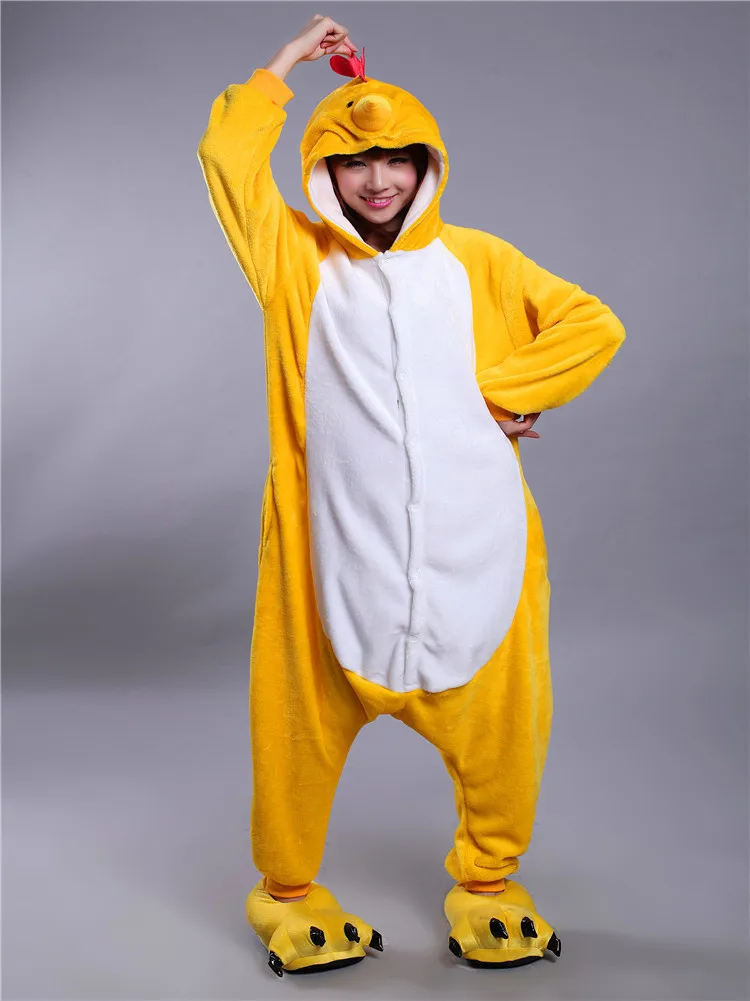 Кигуруми унисекс Зимние Kawaii зодиака курица пижамы комбинезоны Аниме Толстовка