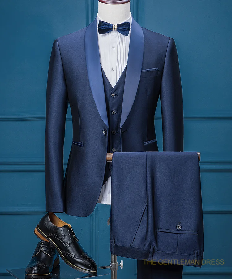 На заказ мужской костюм ярко синего цвета 3 предмета 2017 новые поступления