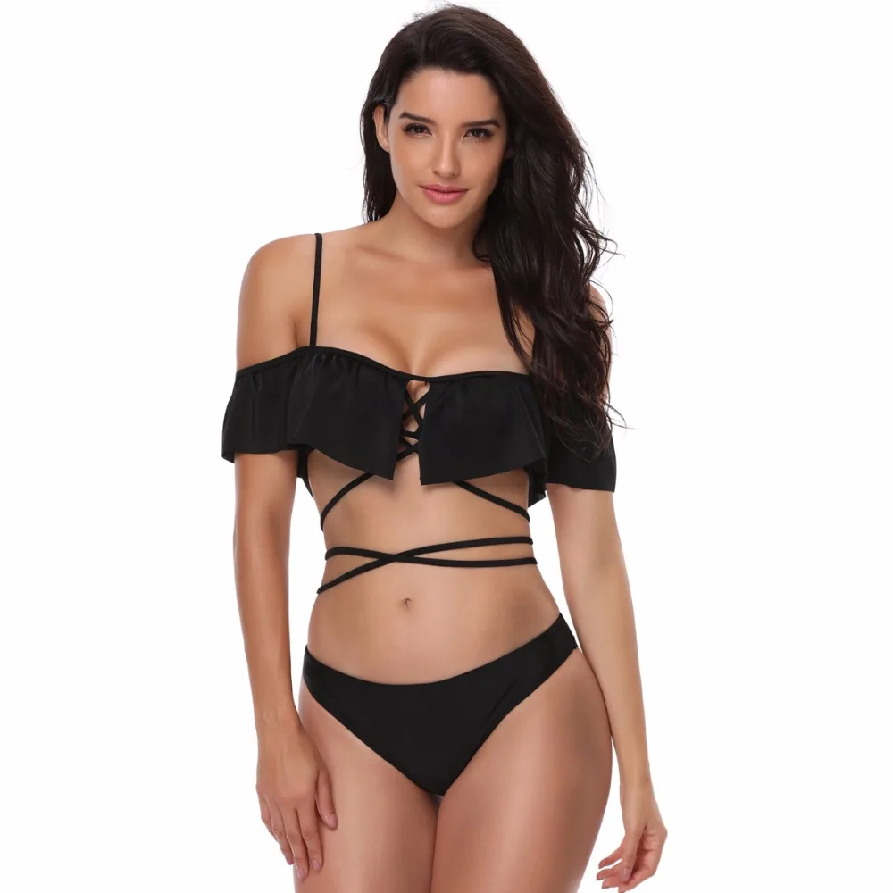 USKINCARE Sexy низкой талией одно плечо Мягкий Купальник бикини Для женщин купальники
