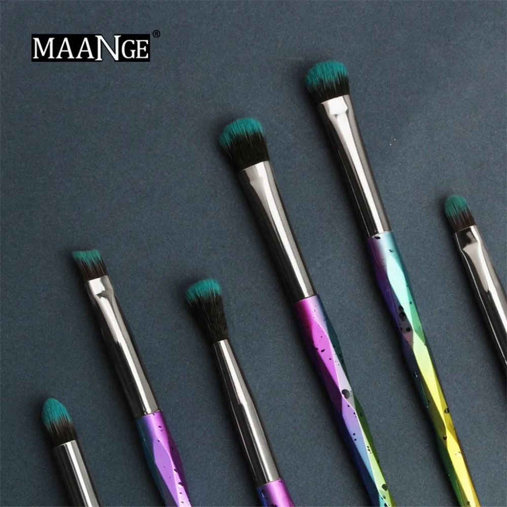New Arrival 6pcs Rainbow Multicolor Cosmetic Acrylic Diamond Powder Glitter Handle Makeup Brush set Crystal Brushes G321 | Красота и