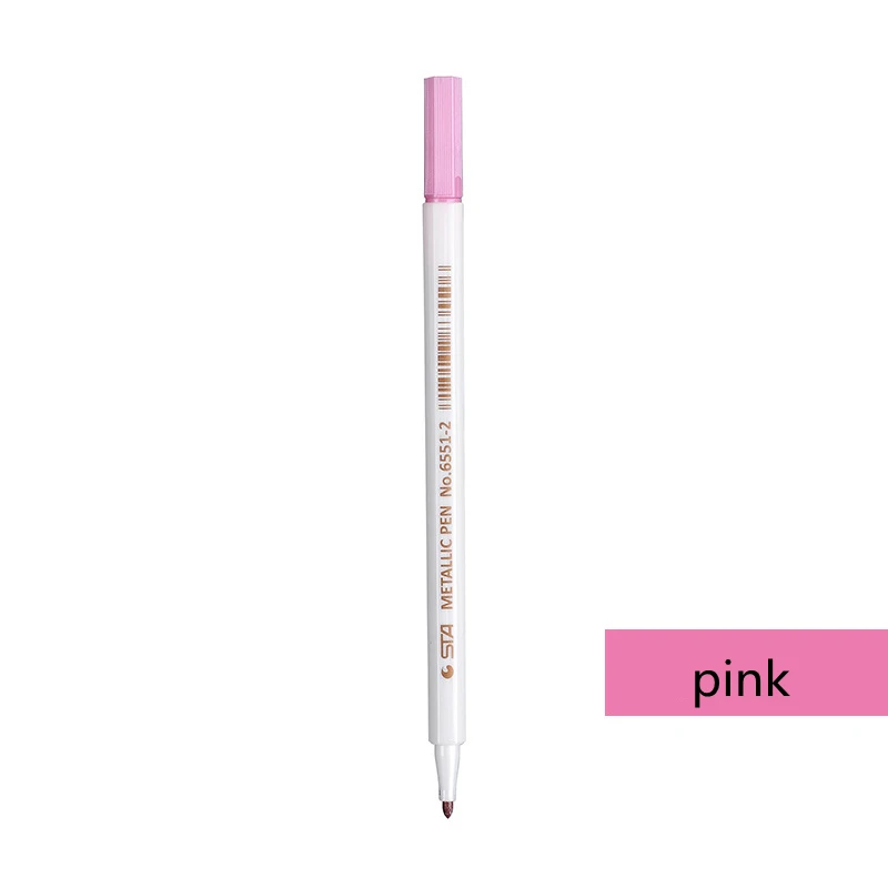 pink Креативный 2шт Южная Корея канцелярские металлические художественные маркеры краска собственного приготовления фотоальбом кисть граффити черная страница хайлайтер акварель - Цвет: pink