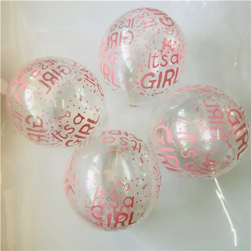 Transparent pink 10 шт./лот 12 дюймов Детские воздушные шары для душа его мальчик это девочка напечатанные воздушные шары детский душ День Рождения вечерние украшения шар поставка - Цвет: Transparent pink