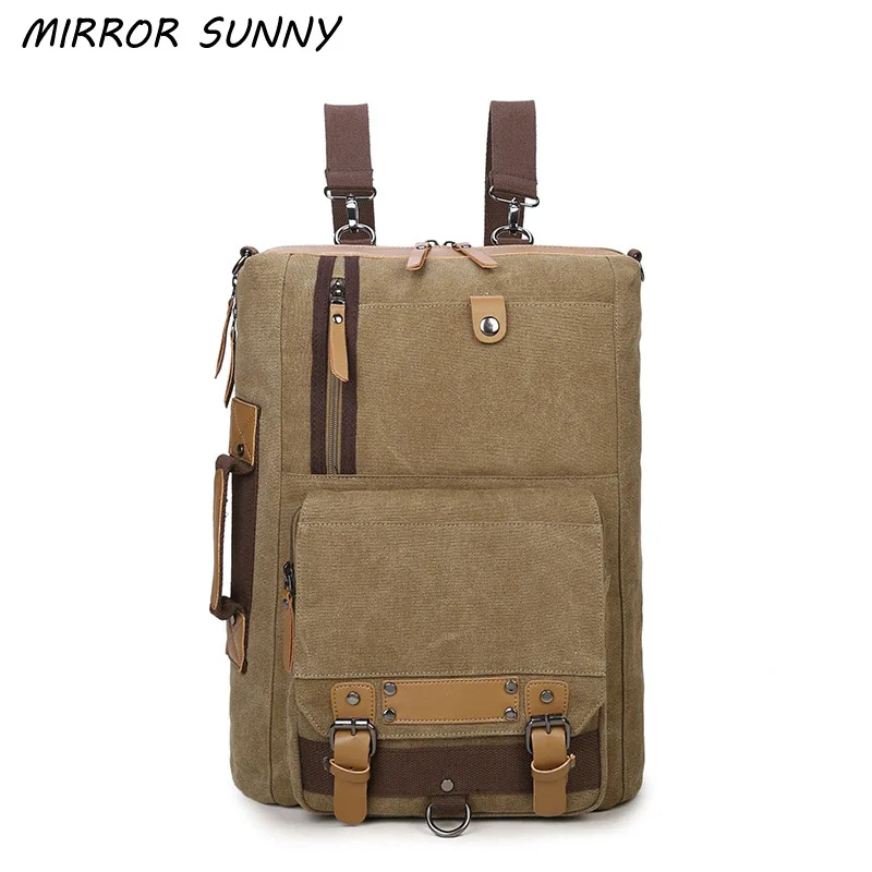 

New Canvas double shoulder backpack men's hand carry large capacity mountaineering travel bag high-grade computer bag MSB-0031