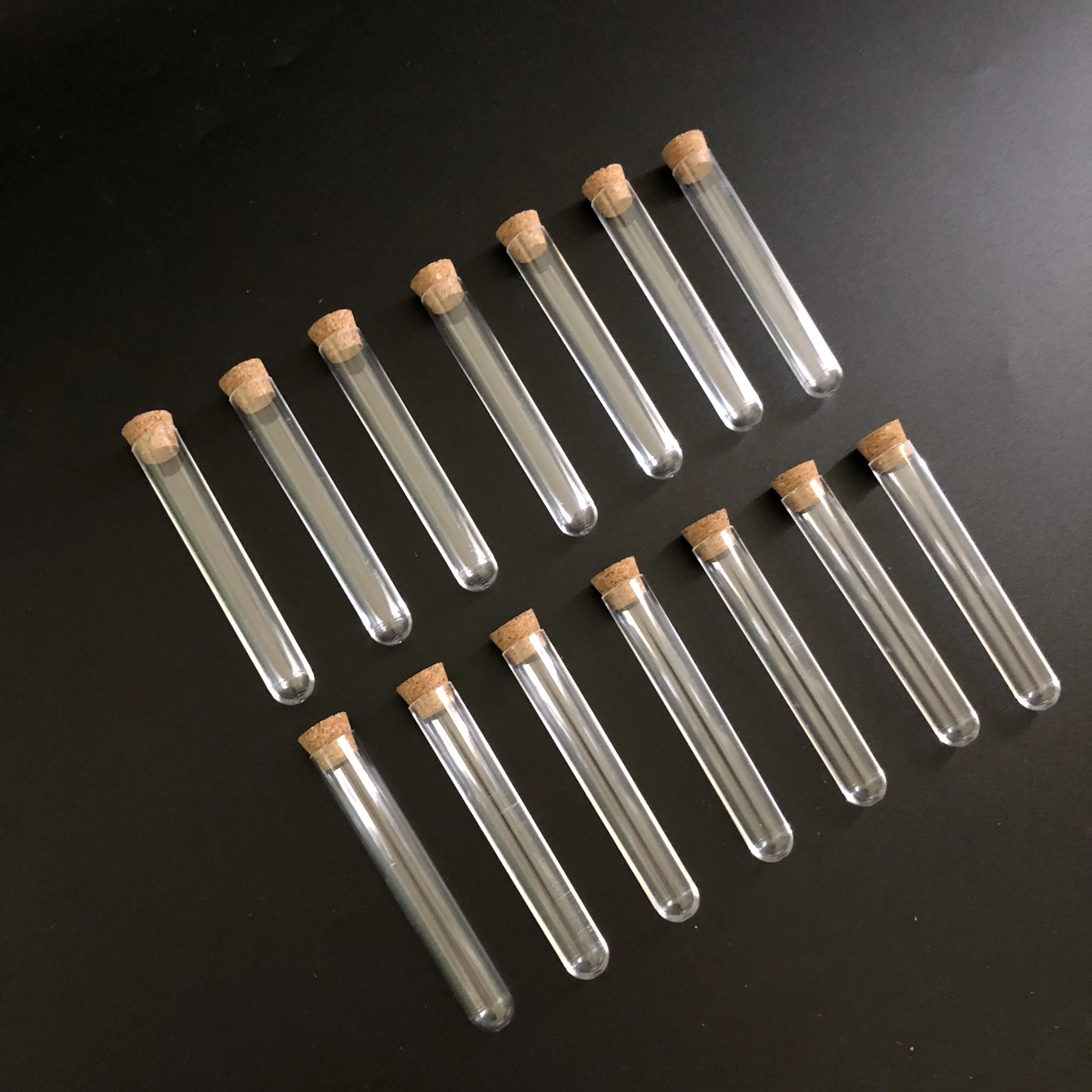 

(50 pieces/pack) 13*78mm Clear Plastic test tubes with Cork cap Use for Laboratory or Stoppers Empty Scented tea Tubes
