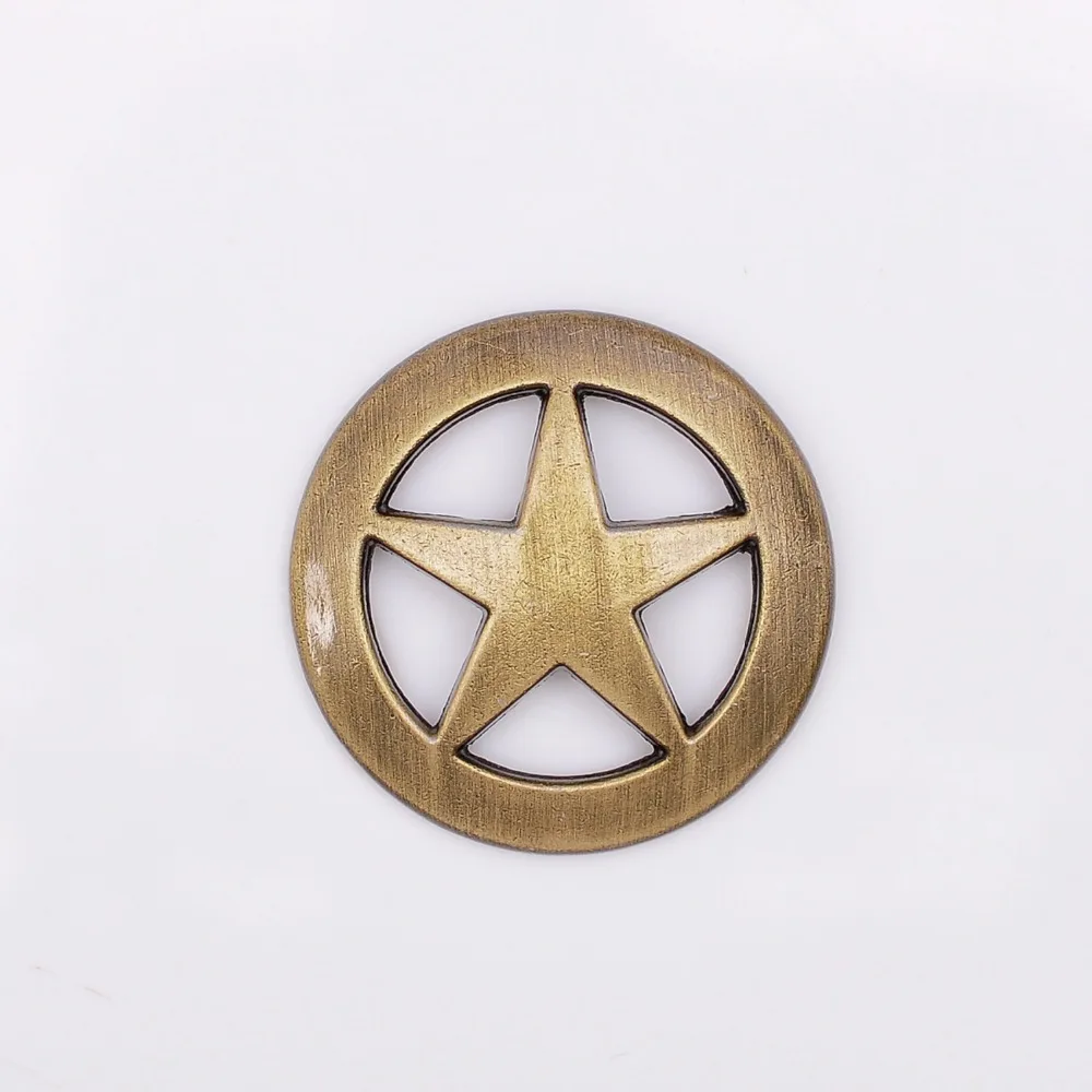 Лот 10 шт. 31*31 мм WESTERN TEXAS RANGER STAR античная латунь кожа CONCHOS TACK