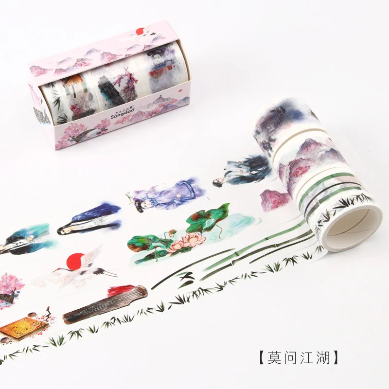 ST00065-5 Zephyr Cherry Blossoms серия Васи бумажная лента Набор красивая АНТИЧНОСТЬ украшение для альбома наклейки - Цвет: ST00065-5