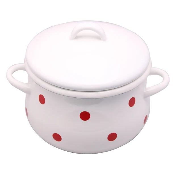 

Red dot polka dot enamel pot interaural pot soup pot