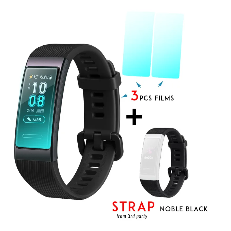 BLK film strap black huawei Band 3/Redmi 3 Pro Smartband металлический каркас, активно-матричные осид, полный Цвет Дисплей сенсорного экрана Плавание ход сердечного ритма Сенсор сна - Цвет: BLK film strap black