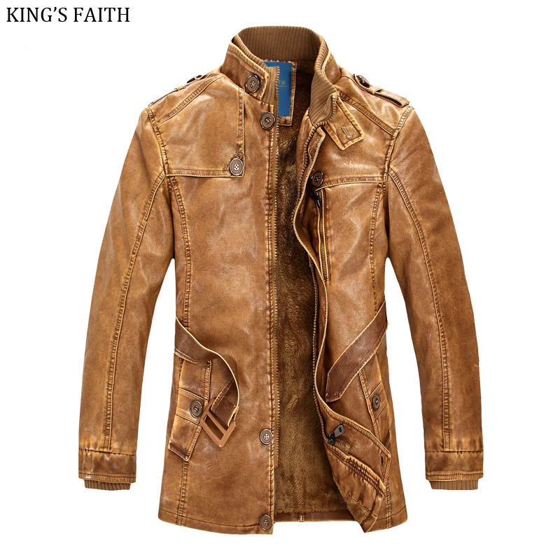 King's Faith Зимняя шерстяная одежда брендовая теплая Кожаные куртки Для мужчин