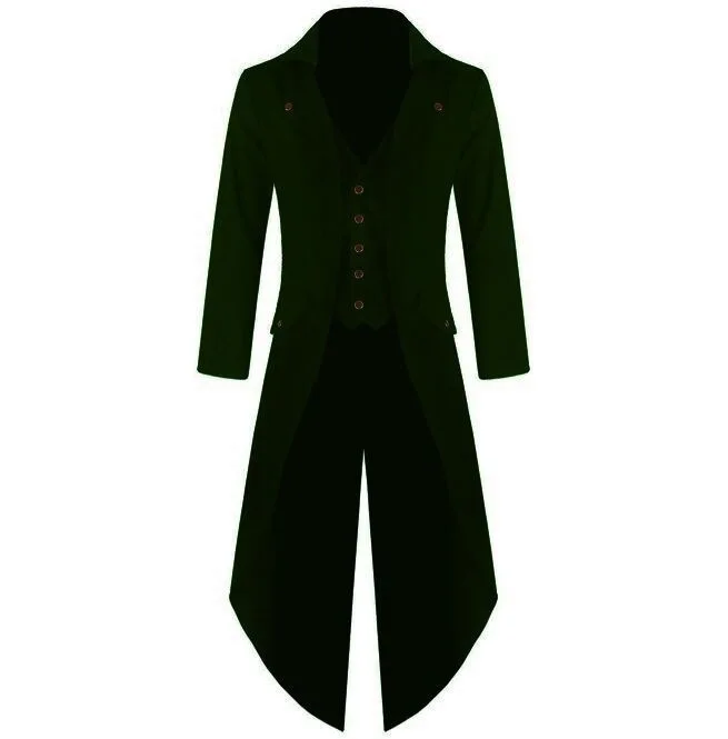 

Mens Gothic Tailcoat Jacket Steampunk Trench Cosplay Costume Victorian Coat Black Long Coat Men's Tuxedo Suit Halloween Party