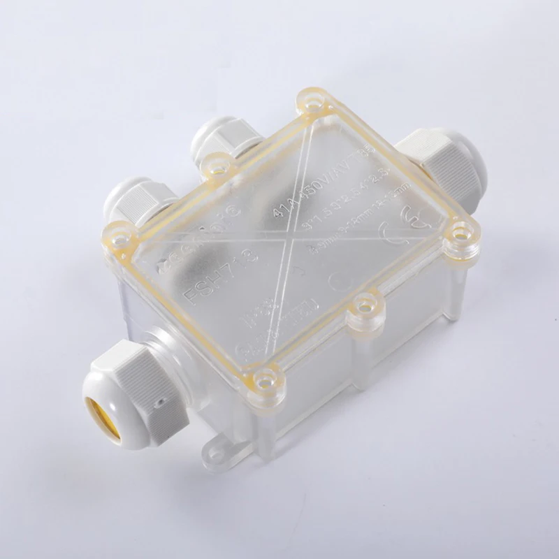 

outdoor Waterproof junction box IP68 underwater wiring transparent connection enclosure one into three out box with terminal