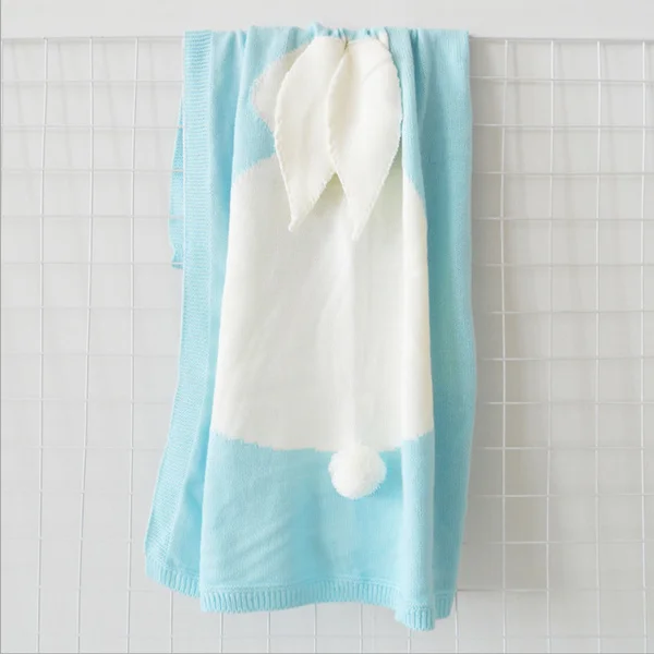 Sky Blue Одеяло с рисунком кролика, 75x105 см, Хлопковое одеяло на диван/кровать/самолет, плед для путешествий, горячее предложение, мягкое удобное одеяло - Цвет: Sky Blue