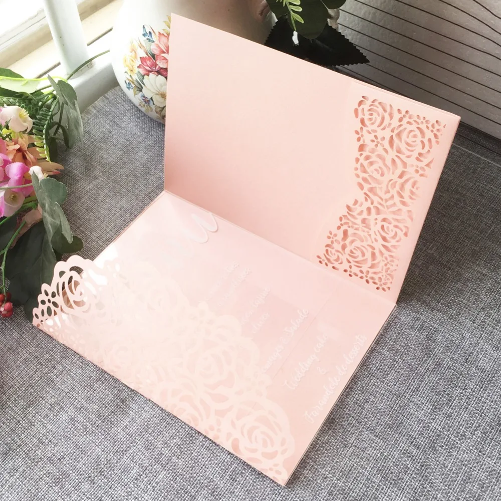 

40pcs/lot Chic Lace Rose Royal Style Invitation For Wedding Engagement Bless Greeting Valentine Day Anniversary Party